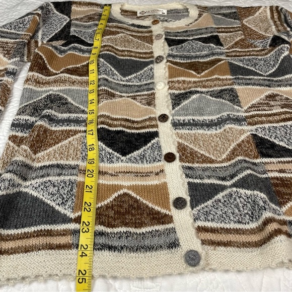 La Vicunita Baby Alpaca Multi Colored Cardigan Abstract print Sweater XL - Picture 5 of 11